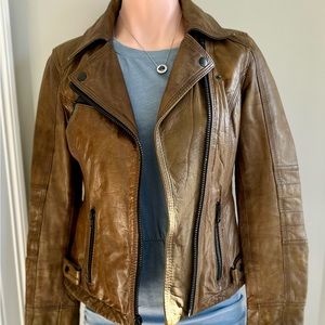 Women’s Black Rivet Leather Jacket, Size XS